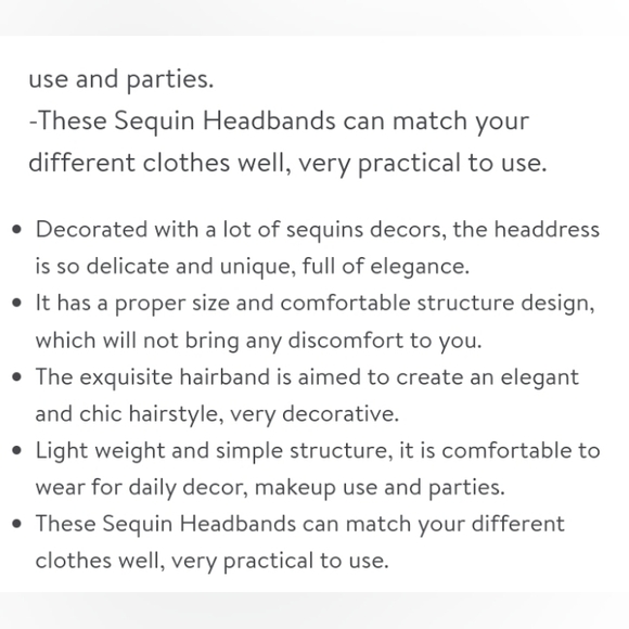 Women's Silver Sequin Elastic Headband NWT - Picture 4 of 8